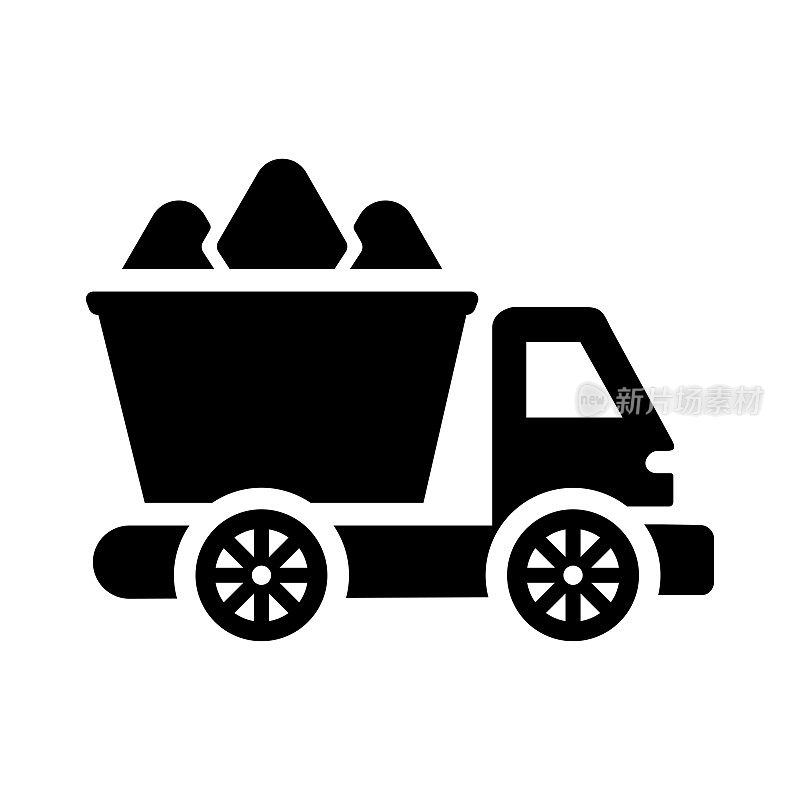 Garbage truck icon / black vector